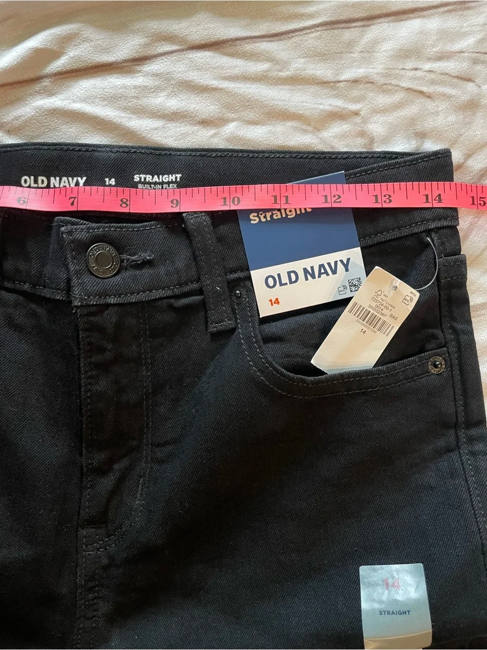 New Old Navy kids Black Straight Built-In Flex Jeans - Size 14 (NWT)